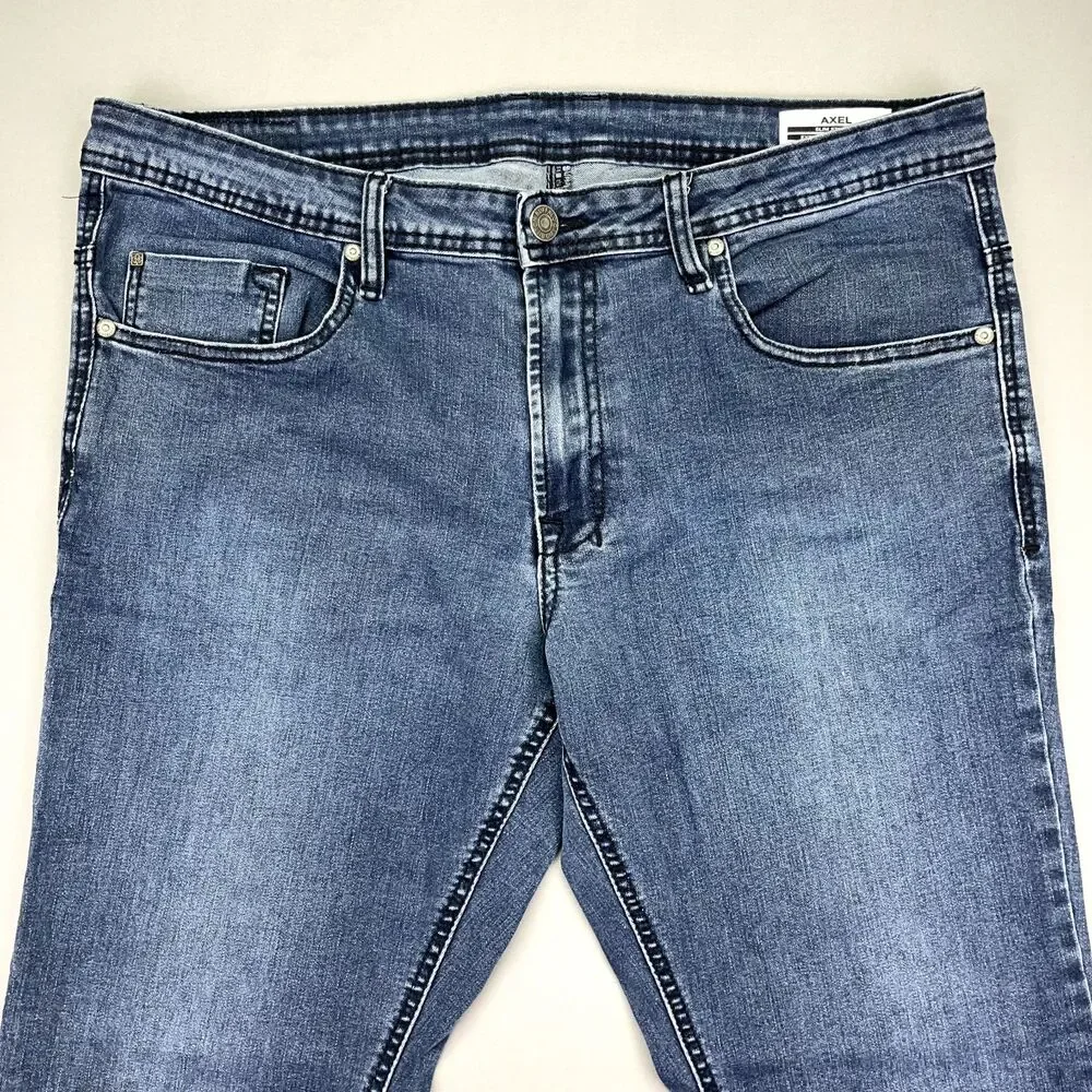 Axel‎ Jeans Men's Blue Medium Wash Tag Size 38x30 Slim Stretch Western